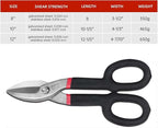 ZKH 10 Inch Tin Snips, Alloy Steel Forged Heavy Duty Metal Shears with Comfortable Two-Color PVC Dipped Plastic Handle, Metal Snips for Cutting Sheet Metal