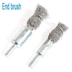 Stainless Steel Wire Wheel Brush & Crimped Cup Brush Kit for Drill,Fine Wire Diameter 0.0059 Inch,for Rotary Tool with 1/4-Inch Shank,Removal of Rust,deburring,Paint (7pcs)