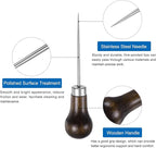 HARFINGTON Handwork Sewing Awl Single Gourd Awl Leather Punch Hole Tool with Wooden Handle Scratch for Broken Wire Drilling Stitching Repair and DIY Handmade, Log Color