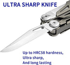 Multitool,19-in-1 Multitool Pliers with Titanium-plated Handle, Safety Locking, Lightweight EDC Tool and Nylon Sheath for Men,Outdoor Survival,Hiking,Camping