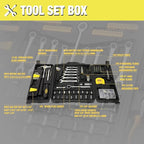 DNA MOTORING 160pcs Mechanic Tool Socket Wrench Set, SAE and Metric Socket Wrench Set, Tool Box Case for Home, Auto and Bike Repair, Yellow, TOOLS-00024