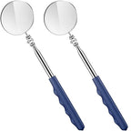 2 Pcs Telescoping Inspection Mirrors, Mechanics Mirror Tool with Long Handle, Round Extendable Mirror on a Stick for Technicians Mechanics Contractors Checking Observation(50mm,Blue)