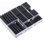 74PCS 1 3/4 5/8 1/2 3/8 Inch 3:1 Heat Shrink Tubings Assortment Kit Heavy Duty Dual-Wall Adhesive Lined Waterproof Marine Grade Black