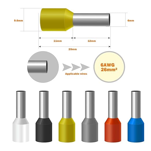 500pcs AWG 6/16.0mm² Wire Ferrules Terminals, AWG6 Terminal Connector Wire Insulated Cord Pin Ends Terminals for Electric, Industrial, Chemical Industry, etc. Blue