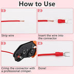 200 Pcs Insulated Fork Spade U-Type Wire Connectors, 22-16 AWG M4 Electrical Crimp Terminal, Stud Size #8 Size Red Butt Connectors