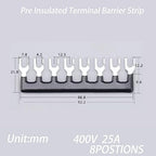 Terminal Block (2 Sets) 2Pcs 8 Positions Dual Row 600V 25A Screw Terminal Strip Blocks with Cover&2Pcs Pre-Insulated Barrier Termina Block Strip&16Pcs Insulated Fork Wire Connector