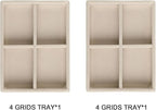 Frebeauty Small Jewelry Tray Set,Stackable Velvet Jewelry Organizer Tray,Mini Jewelry Drawer Organizer,Drawer Inserts,4.92 x 3.74 x 0.9 Inches,4 Grid Earring Organizer for Women(Set 2,Beige)