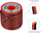 BNTECHGO 18 Gauge Flexible 2 Conductor Parallel Silicone Wire Spool Red Black High Resistant 200 deg C 600V for Single Color LED Strip Extension Cable Cord,Model,50ft Stranded Tinned Copper Wire