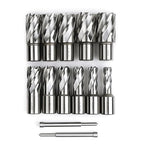 OSCARBIDE Annular Cutter Set 13pcs,1" Cutting Depth,3/4" Weldon Shank, 7/16 to 1-1/16 inch Cutting Diameter Mag Drill Bits for Magnetic Drill Press with 2 pcs Pilot Pins