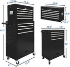 13 Drawers Tool Chest with Wheels,Large Capacity Tool Storage Cabinet with Removable Top Toolbox, Locking Mechanical Tool Cart with Liner,Suitable for Garages, Warehouses-Black
