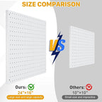 Peg Board, 4 Pack Metal Pegboard Panels White Pegboards Wall Organizer with Frame Large Heavy Duty Peg Board with Hooks for Walls Home, Garage Tool Storage, Office, Craft Room, Kitchen 24”×16”