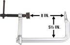 Wilton Heavy-Duty F-Clamp, 8" Opening, 5-1/2" Throat, 2660 Lbs. Clamping Force (Model GSM20)