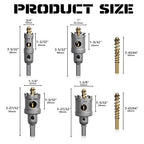 Hole Saw 6 PCS, Hole Saw for Metal, TCT Hole Cutter, 4 Drill Saws with 2* Extra Pilot Center Bits, 2* Springs for Metal, Iron and Stainless Steel