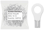 haisstronica 100pcs #8 Ring Terminals,AWG 16-14 Brazed Seam Non-Insulated Copper Wire Connectors