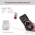 KAIWEETS Digital Multimeter TRMS 6000 Counts Voltmeter Auto-Ranging Fast Accurately Measures Voltage Current Amp Resistance Diodes Continuity Duty-Cycle Capacitance Temperature for Automotive