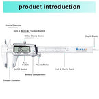 Kynup Digital Caliper, Caliper Measuring Tool, Micrometer Dial Vernier Caliper Digital, Full Turn Off, Stainless Steel, Switch from Inch Metric Fraction (6Inch/150MM)