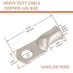 4 Pack 1 AWG 3/8 & 4 Pack 1 AWG 5/16 Lugs Tinned Copper Terminal Lugs & 8 Pieces Ratio 3:1 Waterproof Double Wall Heat-Shrinkable Tube