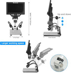 Koolertron 7" 12MP Digital Microscope, 1200X Magnification, 1080P USB Camera, 32GB TF Card, PC View, Rechargeable, LED Lights for Coin/PCB/Jewelry/Plant/Rock Inspection