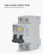 Ground Fault Circuit Breaker, 10 Amp 120V AC DIN Rail Mount Residual Current Circuit Breaker, Thermal-Magnetic Trip, Earth-Leakage Protection 30mA 1PN RCBO C10