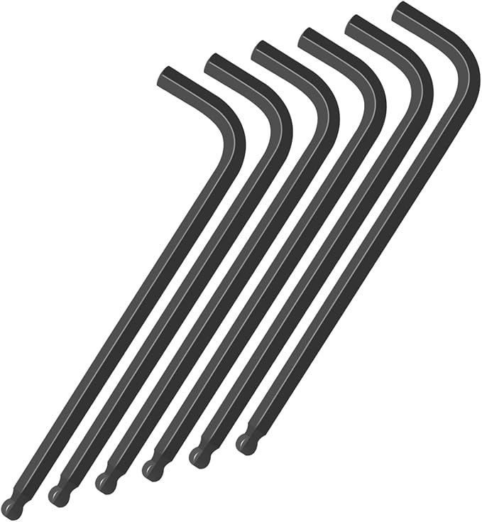 4mm Extra Long Arm Ball End Hex Key Set, 6pcs L-Shaped Allen Wrenches, CR-V Steel, Black Oxide Finish, High Torque Repairing Tool for Furniture, Bike, Equipment Maintenance