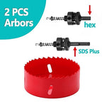 4-1/4 inch / 108mm Hole Saw with 1 pc SDS Plus Arbor and 1 pc Hex Shank Arbor, HSS Bi-Metal Hole Drilling Cutter for Wood Boards Plastic and Thin Metal (4-1/4 inch / 108mm)