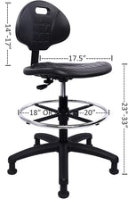 Chair Master (Tall Bench Stool, Glides Easy to Clean! Ergonomic Polyurethane Drafting Stool. Seat Height Range 23"-33". Heavy Duty Adj. Footring. for Home Office Lab Workstation