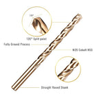 KENDO 15 PCS Cobalt Drill Bit Set(1/16"-3/8"), M35 High Speed Steel, 135 Degree Tip, Twist Jobber Length Drill Bits Set for Hard Metal, Stainless Steel, Cast Iron and Wood with Storage Case