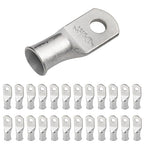 SELTERM 25pcs 1 AWG 1/4" Stud Marine Grade Tinned Copper Battery Cable Lugs, 1 Gauge Ring Terminals, UL Wire Lugs Electrical Cable Ends, Terminal Connectors