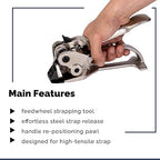 IDL Packaging S-246 Deluxe Pusher Tensioner for 3/8" to 3/4" Steel Strapping - Perfect for Both Round and Flat Packages - Heavy-Duty Steel Strapping Tool with Long Service Life