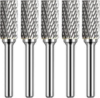Carbide Burr Set 1/4" Shank SA-5 Die Grinder Bits Tungsten Double Cut Burr Bits (1/2" Cutter Dia X 1" Cutter Length) for Die Grinder Bits Metal Grinding Drilling Polishing (5pcs)