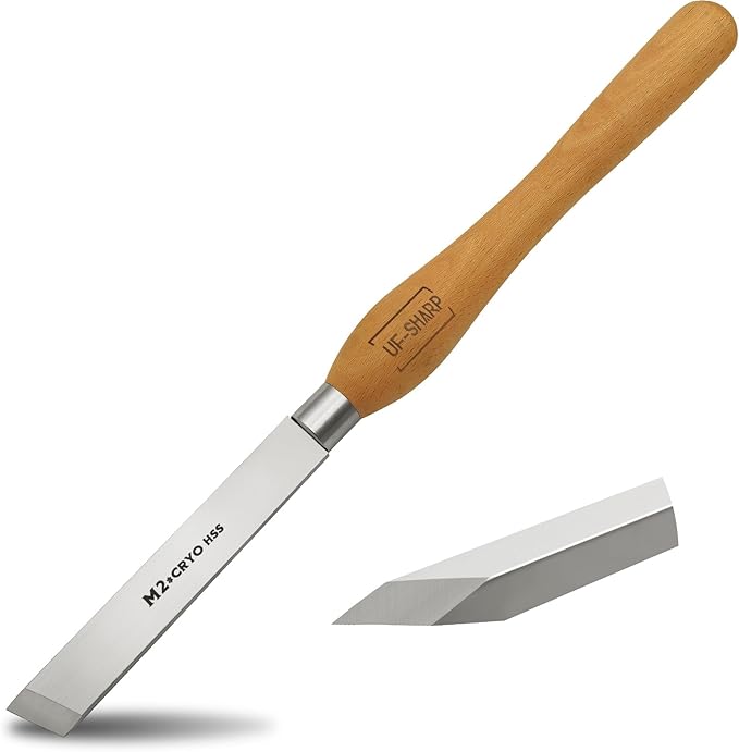 1 inch Skew Chisel, M2 Cryo High Speed Steel Wood Turning Tools with Beech Wood Handle