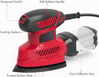 Hand Sanders for Wood, 14,000 RPM Compact Electric Sander Tool with 20 Pcs Sandpapers and Upraged Dust Box, Electric Sanders for Wood, Detail Sander for Sanding, Polishing, Removing Paint in Home