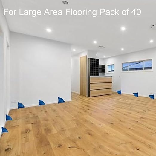 40PCS Flooring Spacers, Laminate Flooring Installation Kit with 1/4” & 1/2” Gap, Wood Flooring Accessories for Laminate, Vinyl Plank, Tiles, Hardwood, Floating Flooring, Blue