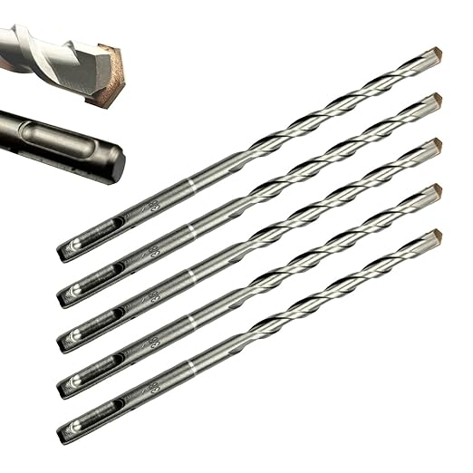 Direko 5-Piece 3/8 inch x 12 Inch SDS Plus Rotary Hammer Drill Bits Carbide Tipped Concert Drill Bits for Concrete, Brick, Cement Walls, Stone, Hammer Drill Bits for Concrete