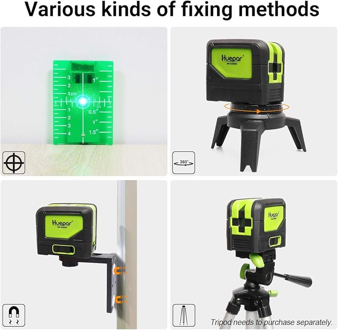 3 - Plumb Dot Laser Leveler Tool (No Laser Line), Huepar 3 Spots Laser Self-Leveling Green Plumb Bob for Soldering and Points Reference Positioning, 197Ft Working Range, Battery Included - 9300G