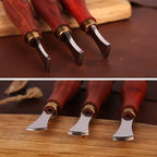 UOOU 4 PCS Leather Edge Creaser,1.0/1.5/2.0/2.5mm Professional Leather Tool,Edge Creaser Stainless Steel Red Wood Handle Tool for Beginners DIY Leather Craft