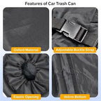 EcoNour 2 Pack Car Trash Bag | Washable Back Seat Hanging Bag with Elastic Opening & Easy Mount | Garbage Can with Waterproof Oxford Material | Accessories for Camping, Traveling & Outdoor