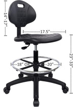 Chair Master (Tall Bench Stool, Self Braking Casters Easy to Clean! Ergonomic Polyurethane Drafting Stool. Seat Height Range 23"-33". Home Office Lab Workstation.