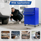 13-Drawer Tool Chest with Double Door and Wheels, Large Detachable Tool Box with Sliding Drawers, Mechanic Toolbox Storage Cabinets, Metal Tool Cart for Garage Workshop (Blue)