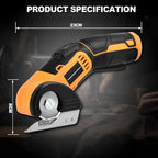jomeda Cordless Electric Scissors, 4 V Rechargeable Rotary Cutter with Rechargeable LED Light, Safety Lock for Cutting Fabric, Cardboard, Leather, Carpet and PVC Boxes，Yellow