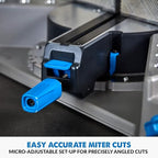 Evolution S355MCS 14" Mitering Chop Saw | Heavy Duty Metal Cutting Saw | 15A/1450 RPM | TCT Blade | Sliding Head & Locking Pin | Cast Iron Clamps | Mitering Base | Knurled Fence | Quick Clamp