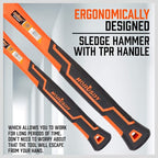 HORUSDY 5-Piece Hammer Set, 16oz and 32oz Ball Pein Hammers, 32oz Rubber Mallet, 3lb Sledge, 3lb Cross Peen Hammer