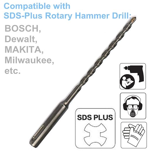 3PCS Rotary Hammer Drill Bits, SDS Plus Shak, 3/16", 1/4" 5/16" (3/16"x4", 1/4"x4", 5/16"x4")