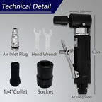 90° Right Angle Air Die Grinder 1/4" 20000 RPM - Pneumatic Tool for Metal/Woodworking/Automotive, Compact Lightweight