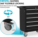 5 Drawers Metal Rolling Tool Chest, Portable Storage Tool Box with Wheels, Toolbox with Lock for Warehouse, Garage, Repair Shop and Tool Room