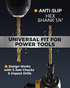 COMOWARE Titanium Impact Drill Bit Set - 30 Pcs Hex Shank HSS, Quick Change Design, 1/16"-1/2"