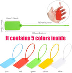 50 Blank Plastic Tags for Labeling Waterproof Hanging Labels Writable Tags Seal Plastic Marking Label for Clothes Bags Keys Inventory with One Marker Pen (Mixed 5 Color)