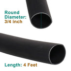 2 Pcs 3/4 inch (Diameter) 3:1 Waterproof Heat Shrink Tubing Kit, Large Marine Dual Wall Adhesive Shrinkable Wire Wrap Tube, Insulation Sealing Cable Protector by YUKSY (4ft, Black & Red)