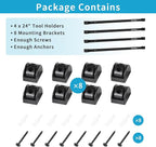 4 Pieces 24" Magnetic Tool Holder Strip, Black Magnet Bar, Metal Tool Organizer Rack for Garage Organization, Easy To Install in Workshop, Mounting Screws Included