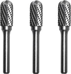 Carbide Burr Set 1/4" Shank SC-5 Die Grinder Bits Tungsten Double Cut Burr Bits (1/2" Cutter Dia X 1" Cutter Length) for Die Grinder Kits Metal Grinding Drilling Polishing (3pcs)